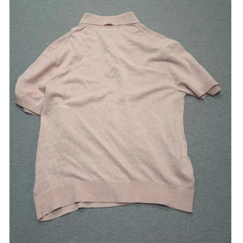 Banana Republic Mens XL Pink Linen Cotton Knit Polo Shirt Pointelle 671611-04